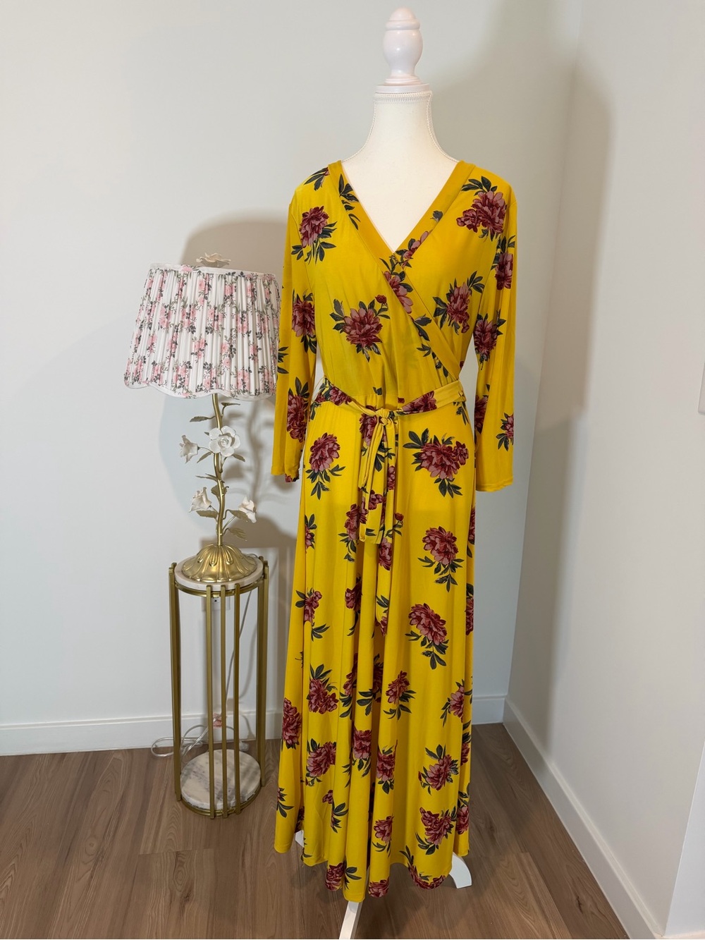 New Look light Yellow Floral Wrap Maxi‎ Dress